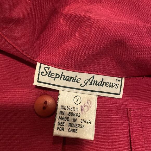 Stephanie Andrews Silk Blouse Size XL Long Sleeve - Picture 9 of 10